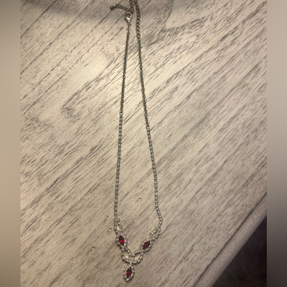 Ruby & Crystal Necklace / Earrings Set - Picture 2 of 4